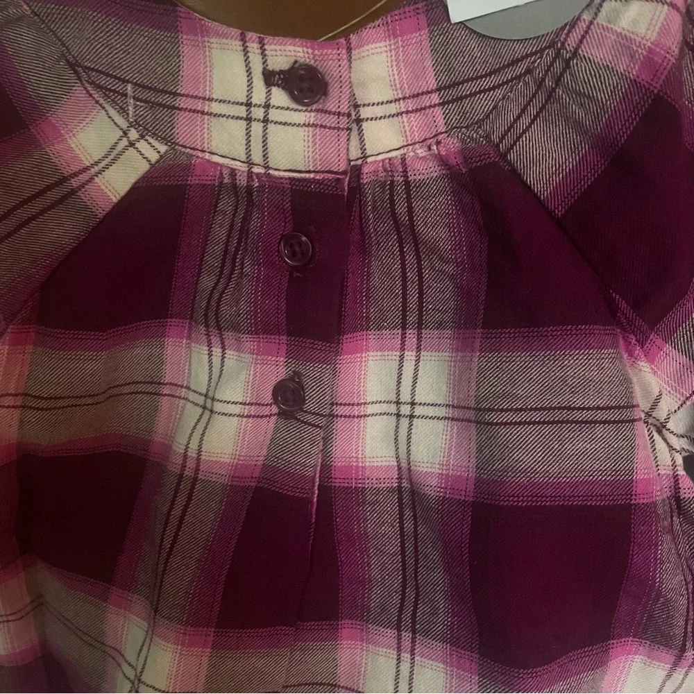 NWT Baby Gap Baby Flannel Two-Piece Outfit Set Huckleberry Purple Size 3-6 Mnths